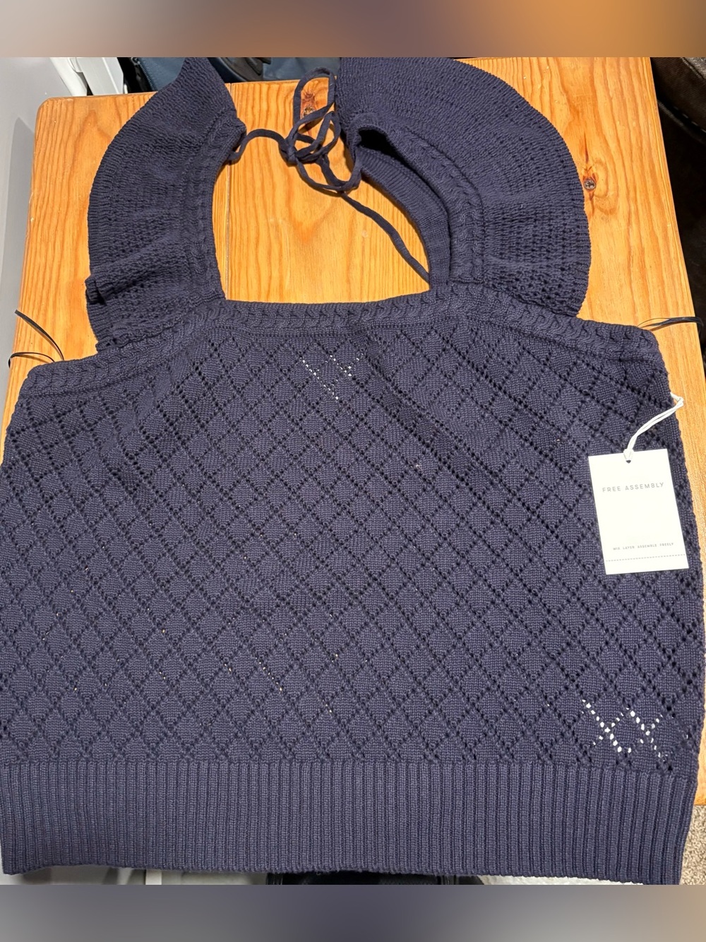 Women's Navy Knit Sleeveless Sweater Top